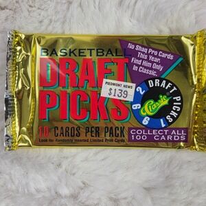 1992 Classic Draft Picks Basketball Sealed Foil Pack 10 Cards Shaquille O'Neal